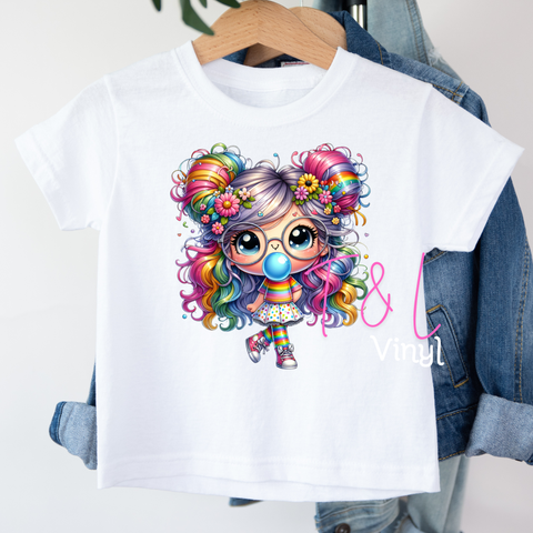 1017 DTF Bubble Gum Girl 4 Kids Print