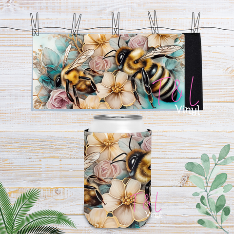 61 Bees Velcro Stubby Cooler Sublimation