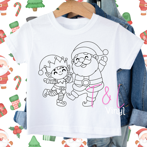 1040 DTF Christmas Colouring in shirt   - Kids Print