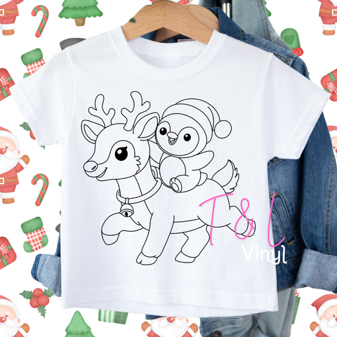 1039 DTF Christmas Colouring in shirt   - Kids Print