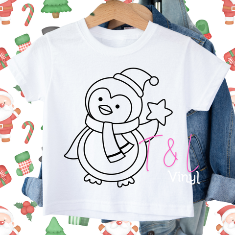 1047  DTF Christmas Colouring in shirt   - Kids Print