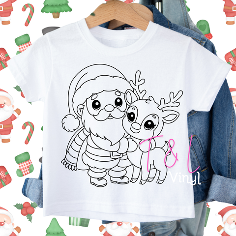 1046  DTF Christmas Colouring in shirt   - Kids Print