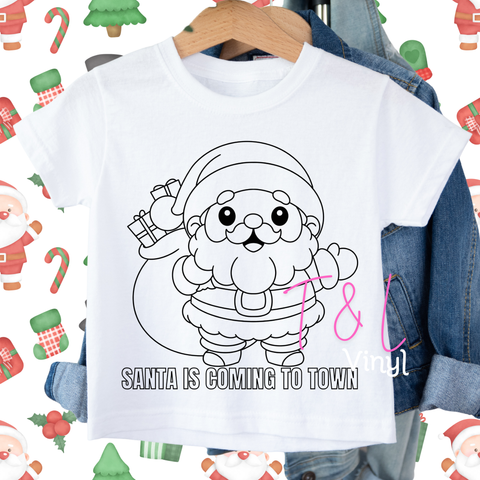 1045  DTF Christmas Colouring in shirt   - Kids Print