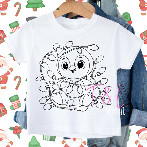 1043  DTF Christmas Colouring in shirt   - Kids Print