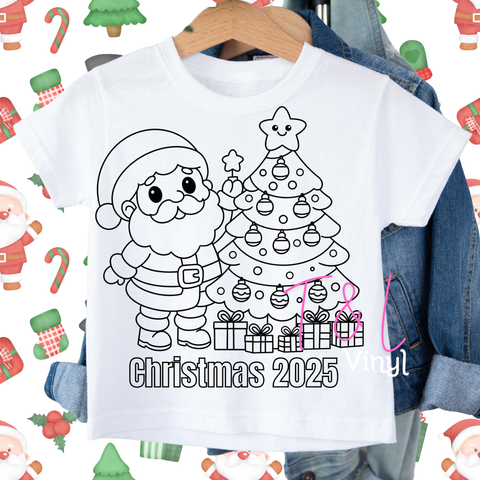 1044 DTF Christmas Colouring in shirt   - Kids Print