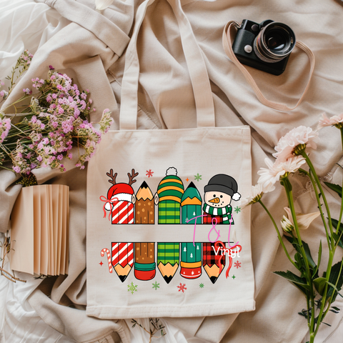 1055 DTF Teacher Christmas Pencils - Bag Print