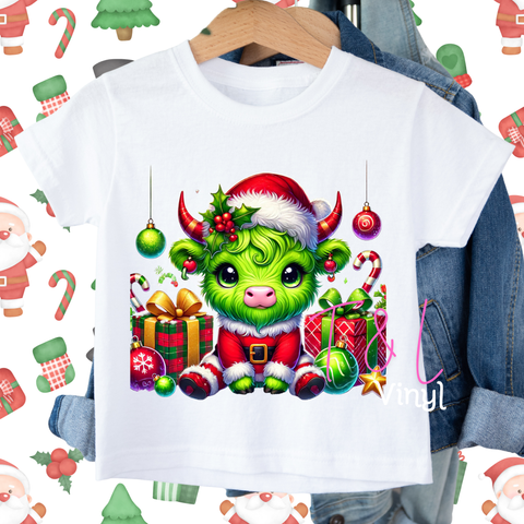 1089 Christmas Cow DTF - Kids Print