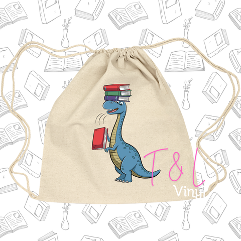 1112 DTF Dinosaur - Library Bag Print