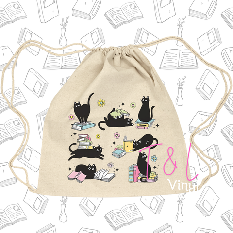 1113 DTF Cats - Library Bag Print