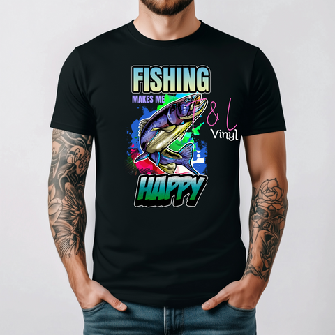 739 DTF Fishing makes me happy Print