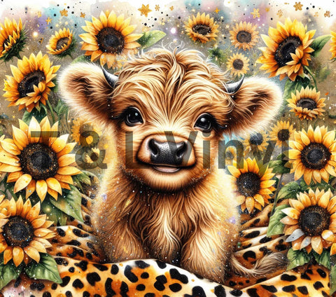 Highland Cow and leopard  20 oz Sublimation wrap (328)