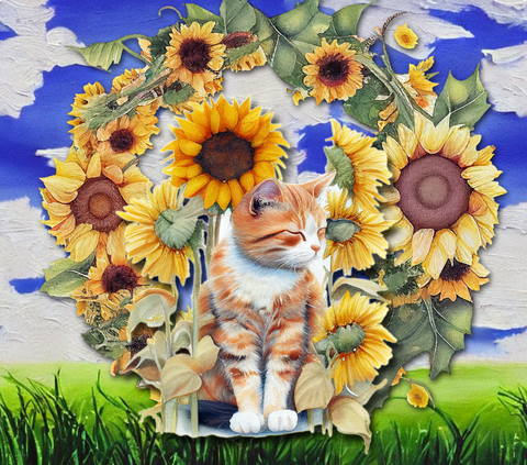 Cat and Sunflower 20oz Vinyl Wrap (83)