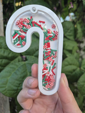 Candy Cane Shaker Acrylic Bauble