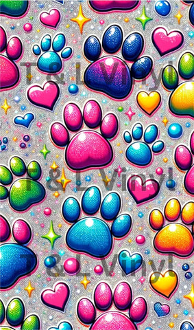 Glitter Paw Print Blank Sublimation Sheet 77