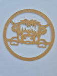 Acrylic Highland Cow Round Plaque