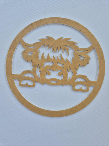 Acrylic Highland Cow Round Plaque