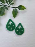 Acrylic Earrings - tear drop Shamrock