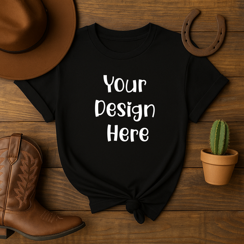 Country Theme Black Shirt Mockup - Digital download