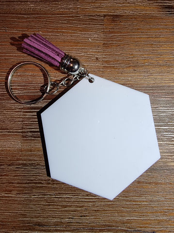 Acrylic Hexagon key ring 60mm