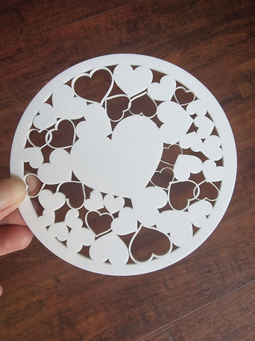 110mm Acrylic Round Love heart Circle Disks