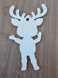 Acrylic Reindeer standing Christmas Keyring 10cm by 6cm