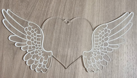 Heart Bauble with wings Engraved
