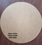 60cm Circle Acrylic Board - White with Holes
