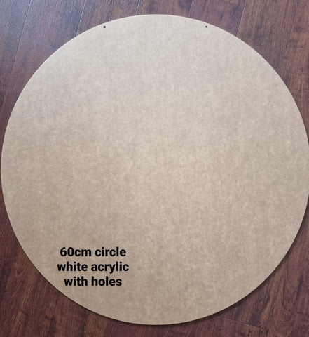 60cm Circle Acrylic Board - White with Holes