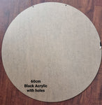 60cm Circle Acrylic Board - Black with Holes