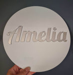 Round Acrylic Name Plaque - Personalised (Please put name in notes section)