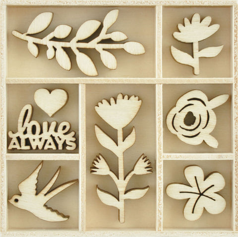 wooden Shapes Blooming 40pc