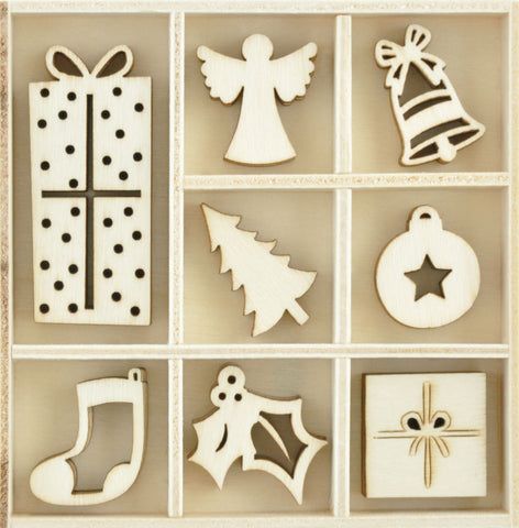 Wooden Shapes Ornaments 40pc