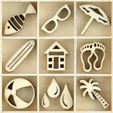 Wooden Shapes Summertime 55pc