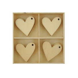 Wooden Shapes Hearts 20pc